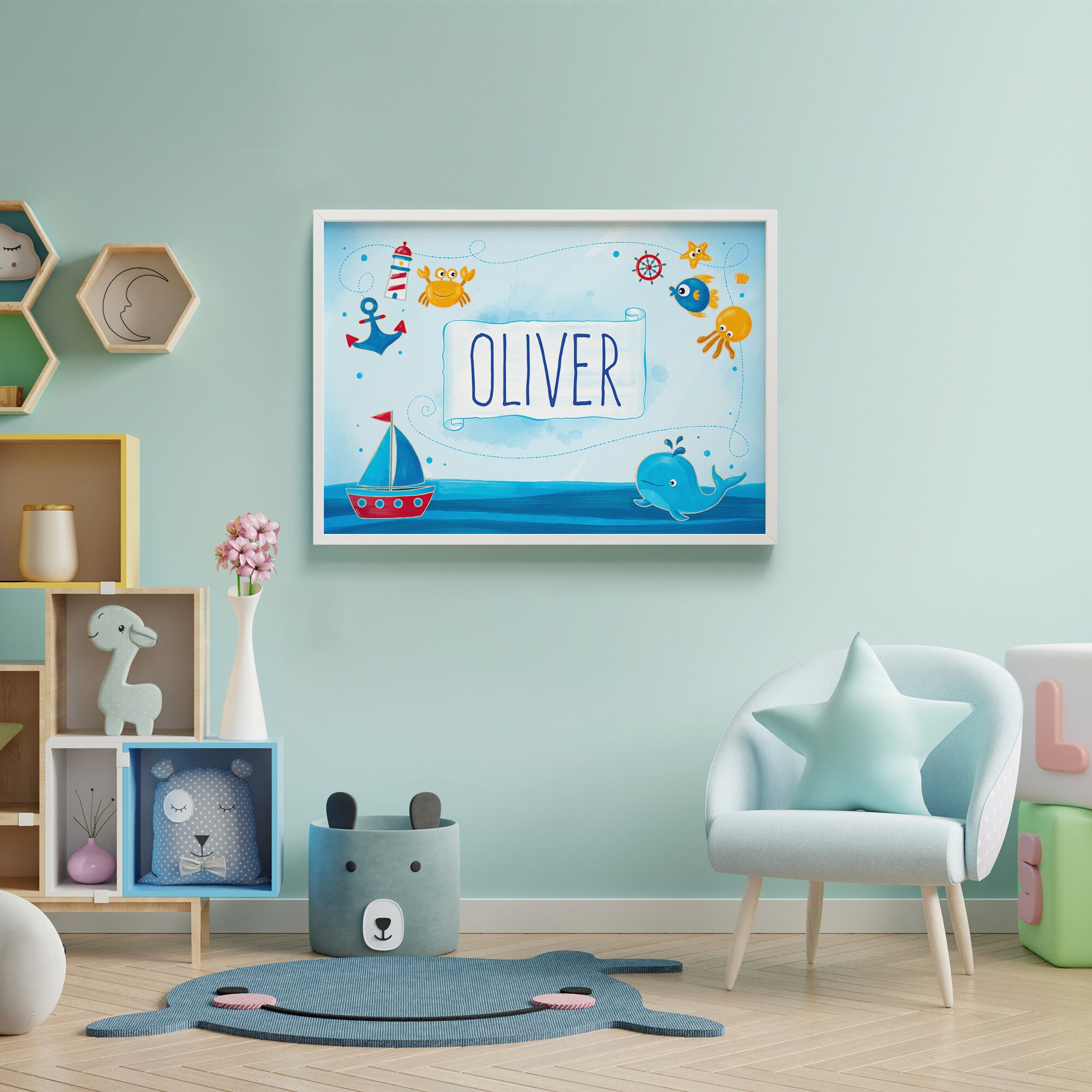 Whale Canvas Prints For Nursery Ocean Nursery Wall Art Set - 3 Piece ...