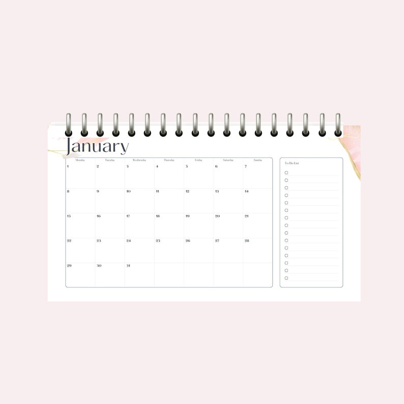 Calendario 2024 / Calendario imprimible / Calendario lista de tareas