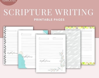 Scripture Writing Printable Pages | Bible Study Resource | Bible Memory Verse Journal | Daily Devotion | Faith Planner | Word of God