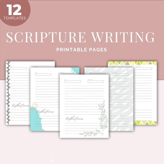 Scripture Writing Printable Pages | Bible Study Resource | Bible Memory Verse Journal | Daily Devotion | Faith Planner | Word of God