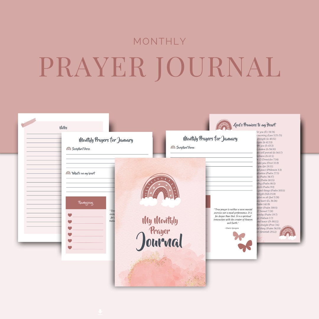 Monthly Prayer Journal | Digital Planner | Printable Planner Notebook | Prayer Journal for Women ...