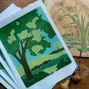 Cheekwood Gardens Woodblock Print, Limited Edition Reduction Woodblock Print