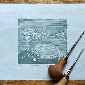 Sunrise Linoleum Block Print - Lino Block Print Limited Edition