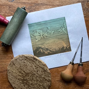Sunrise Linoleum Block Print - Lino Block Print Limited Varied Edition - Multicolor