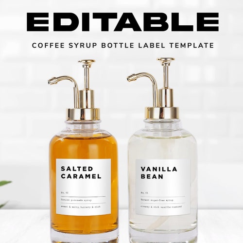 Modern Coffee Syrup Label Template Digital Download Labels Etsy