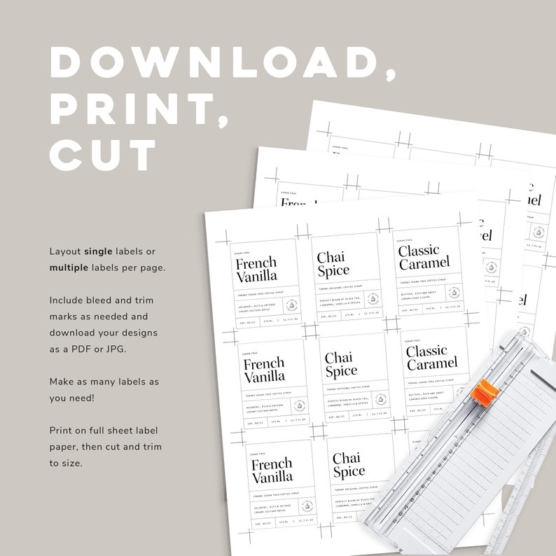 Modern Coffee Syrup Label Template Digital Download Labels Etsy