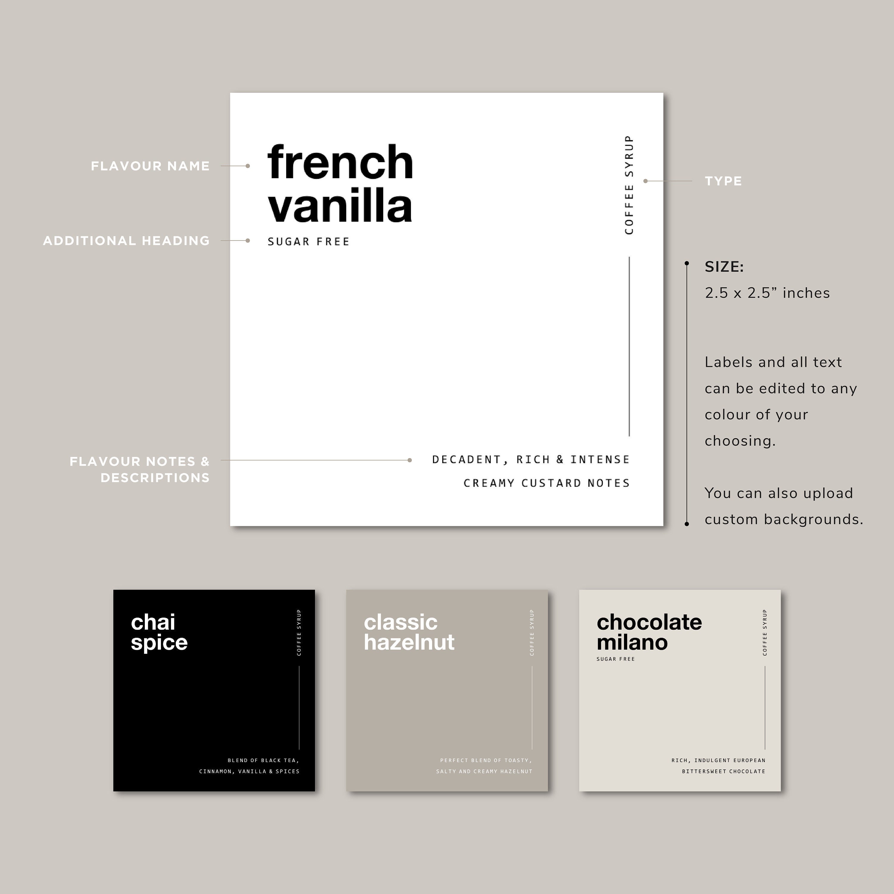 Modern Coffee Syrup Label Template Digital Download Labels Etsy
