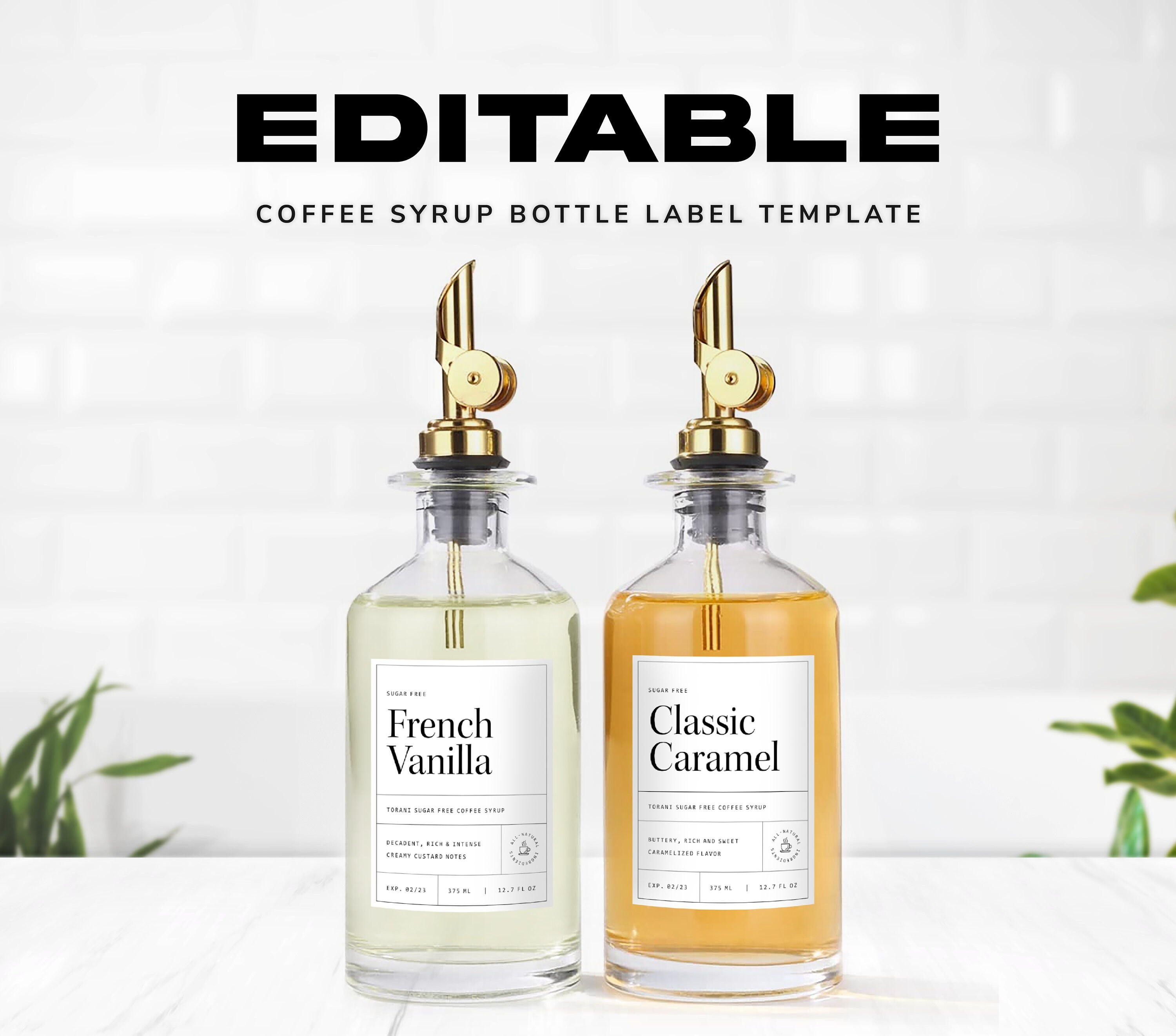 Modern Coffee Syrup Label Template Digital Download Labels Etsy Australia