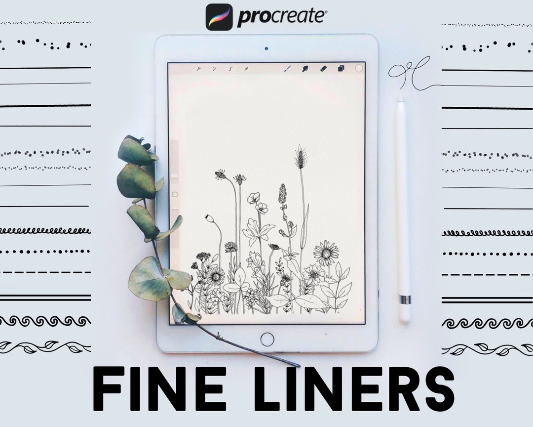 50 Fine Liner Brushes for Procreate , Fineliners, Stipple Brushes