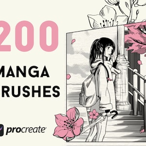 200 pinceles manga para procrear, pinceles procreados manga, speedline, encaje, sakura, follaje, semitono, patrones, etc.