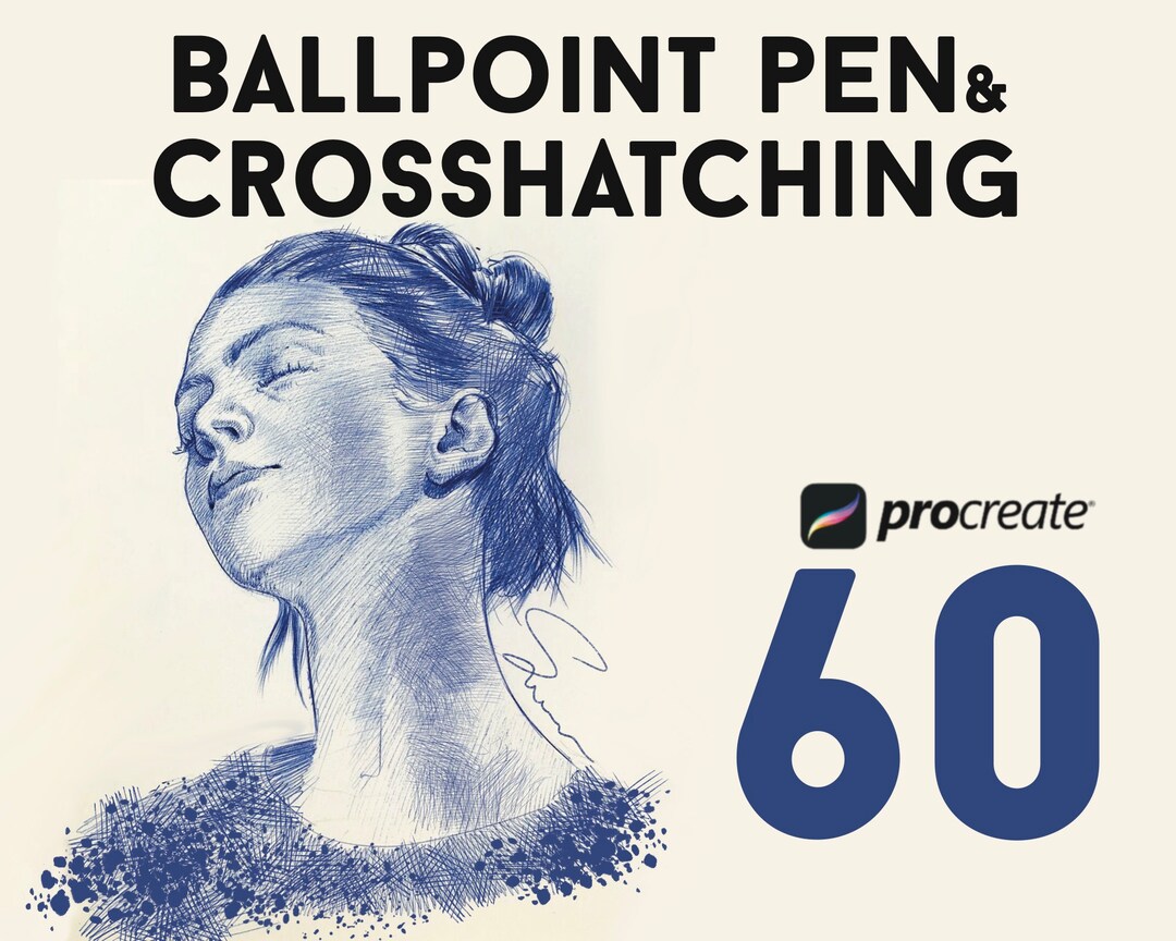 Procreate Ballpoint Pen Brushes, Crosshatch Brushes, Cross Hatching