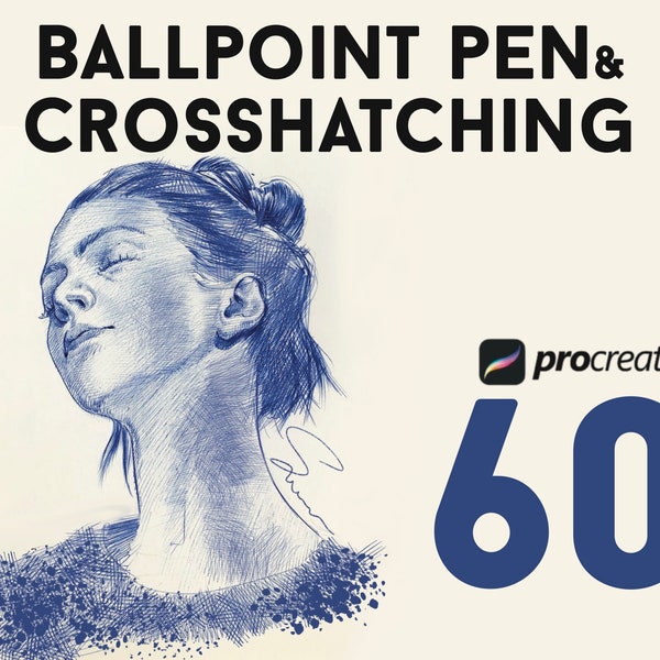 Procreate Ballpoint Pen Brushes, Crosshatch Brushes, Cross Hatching, Ballpoint Brushes Ipad Pro, Procreate Patterns, Procreate Brush Stamps