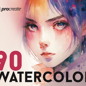 90 Watercolor Painting kit for Procreate, Manga Procreate Watercolor bundle, Anime Procreate brushes for watercolor artist