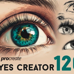 120 Procreate Eyes Stamp Brushes, Procreate Women Eyes Brush, Procreate Girls Eyes Brush, Eye Sketches, Eye Drawing, Body, Procreate Face
