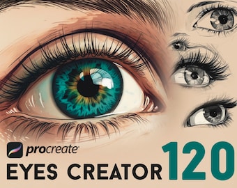 120 Procreate Eye Stamp Brushes: Women & Girls Eye Sketches (Digital Download)