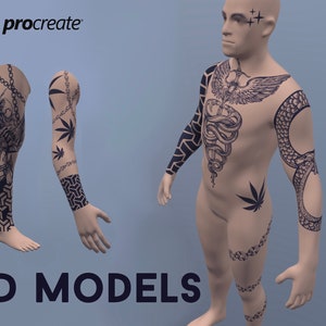 3D Male Human Model for Procreate, tattoo model, procreate tattoo artist, instant download