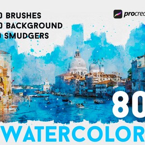 Watercolor Procreate Brushes kit, procreate realistic brushes for watercolor art, watercolor painting brushes for procreate