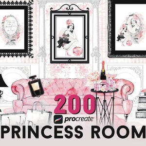 Princess Room Stamps, Antique Furniture Procreate stamps, Manga furniture stamps, Interior Design brushes, Procreate Furniture brushes