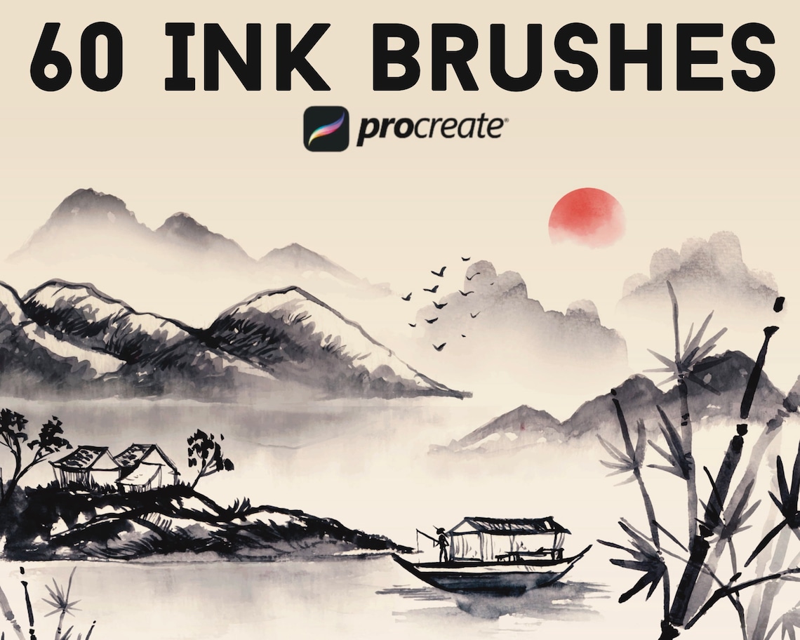 Procreate Sumi Brushes Procreate Ink Wash Painting Brushset Etsy