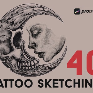 Tattoo Brushes for Procreate, Brushes for stippling, Dotwork brushes procreate, Stipple brushes procreate, Grain Brushes, Tattoo sketch