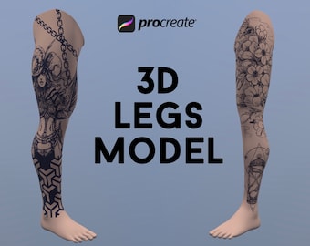 Procreate 3D Leg Model: Tattoo Brush, Ink Practice (Digital Download)