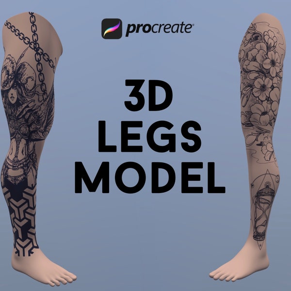 Procreate 3D Object Leg Models Tattoo Brush Male and Female Ink Hand Practice Mockup E book Catalog Doodle Art Digital Easy download