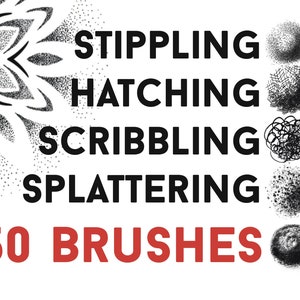 Procreate Shading Brushes, Stippling Brushes for Procreate, Hatching Brushes, Scribble brush, Dot work tattoo brushes