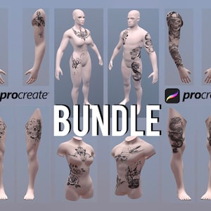 12 Procreate models, 3D Female and Male Human Models for Procreate, tattoo model, procreate tattoo artist, instant download