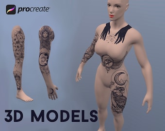3D Female Model for Procreate: Tattoo Artist Resource (Instant Download)