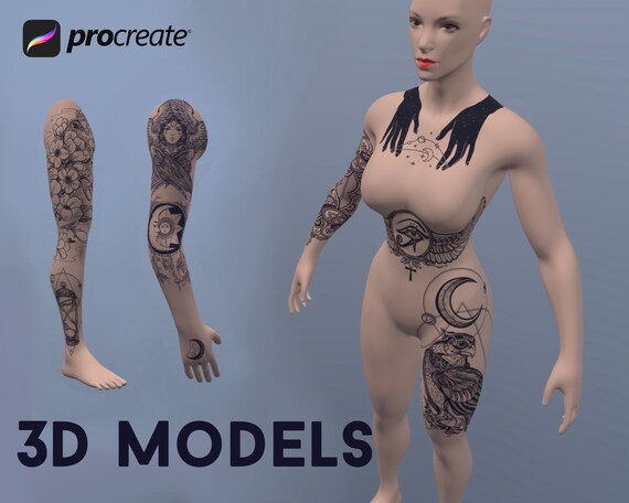 3D Female Model for Procreate: Tattoo Artist Resource (Instant Download)