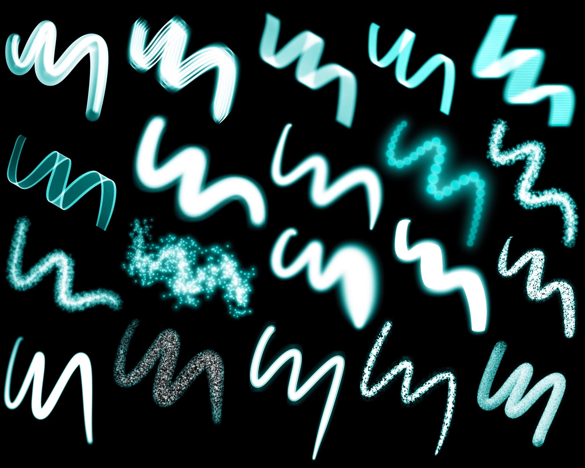 Procreate Neon Brushes, Procreate Glow Brushes, Procreate Light Pen