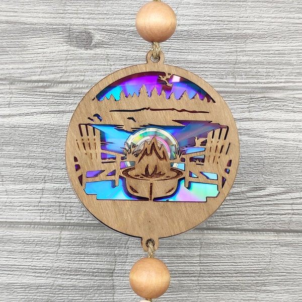 Camping suncatcher, Repurposing DVDs, CDs, Laser Cut File, Glowforge