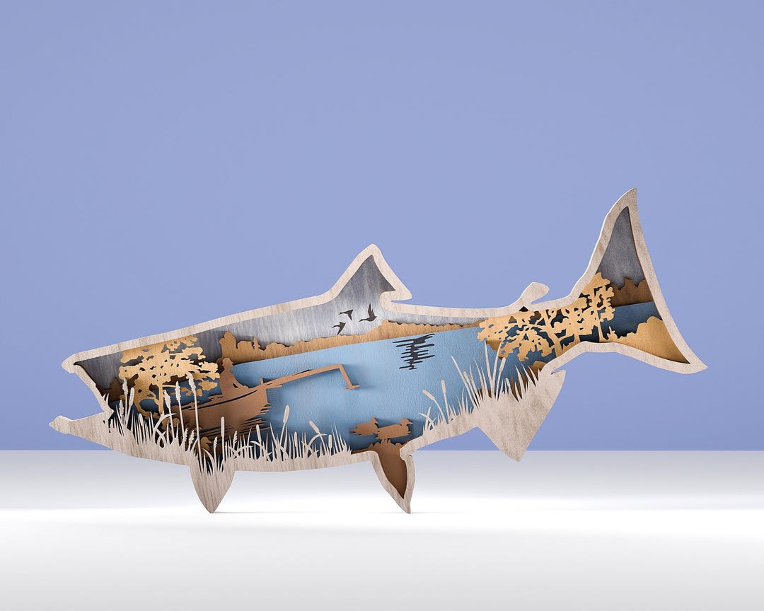 Fish SVG, Laser Cut Files Layer Art Piece for Glowforge SVG PDF 7 ...