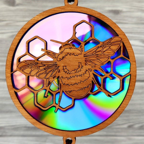 Bee SVG, Layered Suncatcher, Repurposing DVDs, Laser Cut File