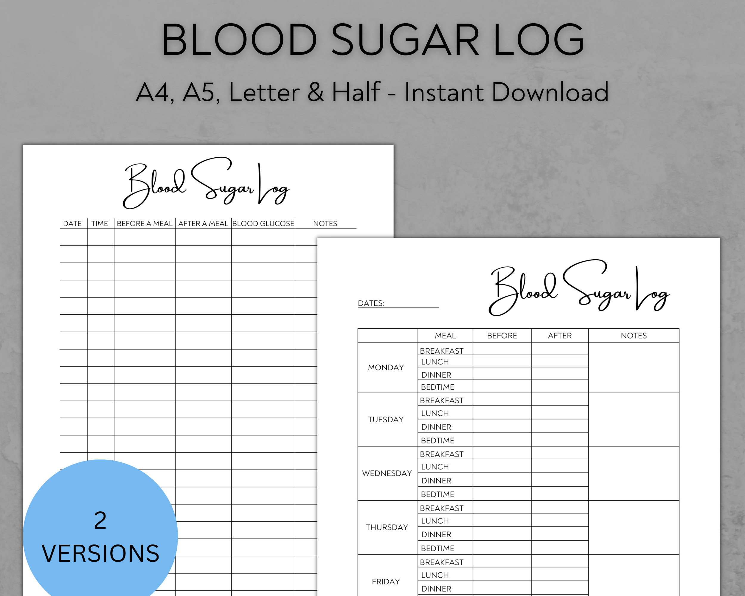 Printable Blood Sugar Chart Template