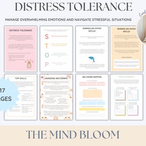 Distress Tolerance DBT Worksheets for Emotional Regulation, Mindfulness & Coping Skills Activities