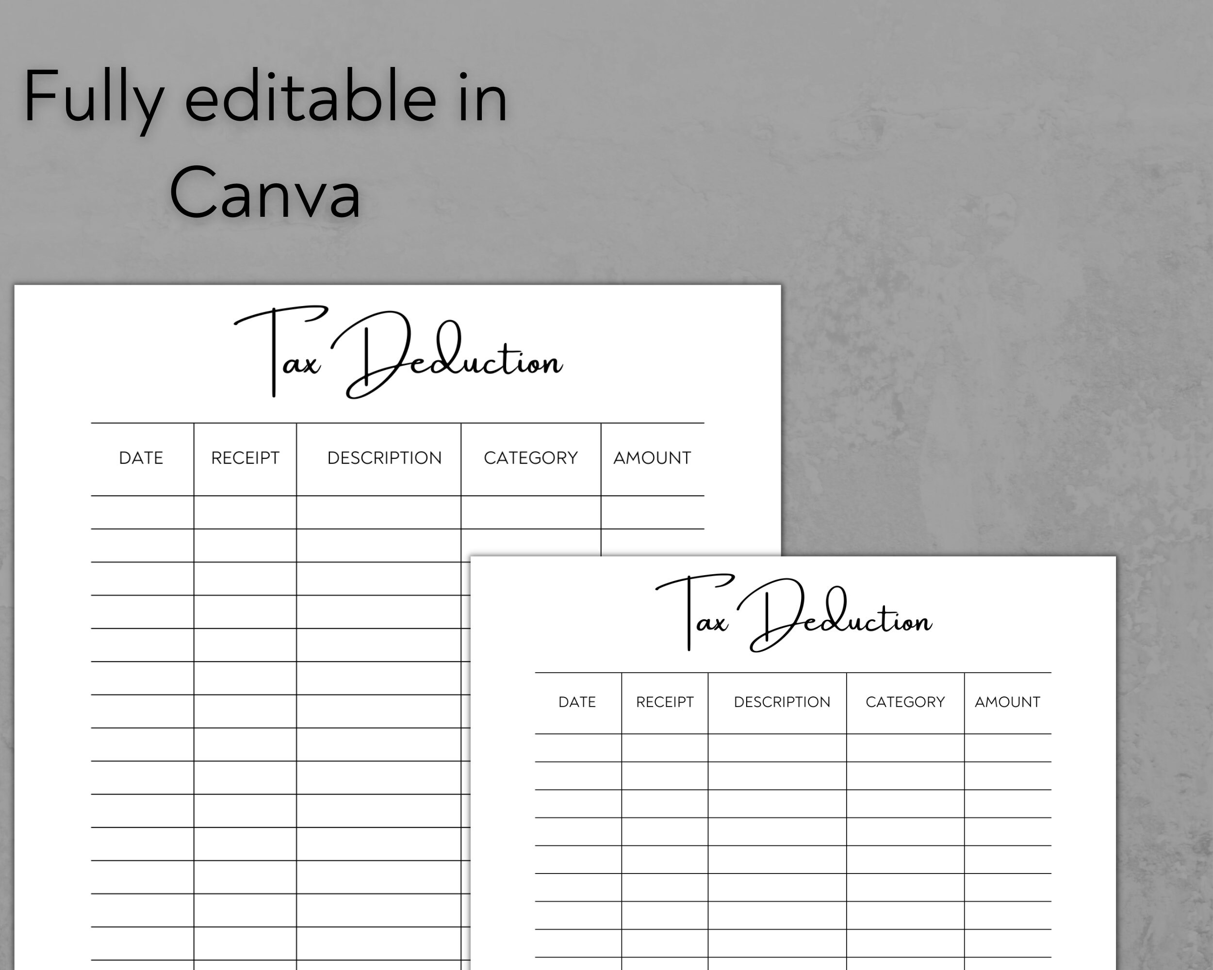 Tax Deduction Tracker Printable and Editable Business Tax Etsy Australia