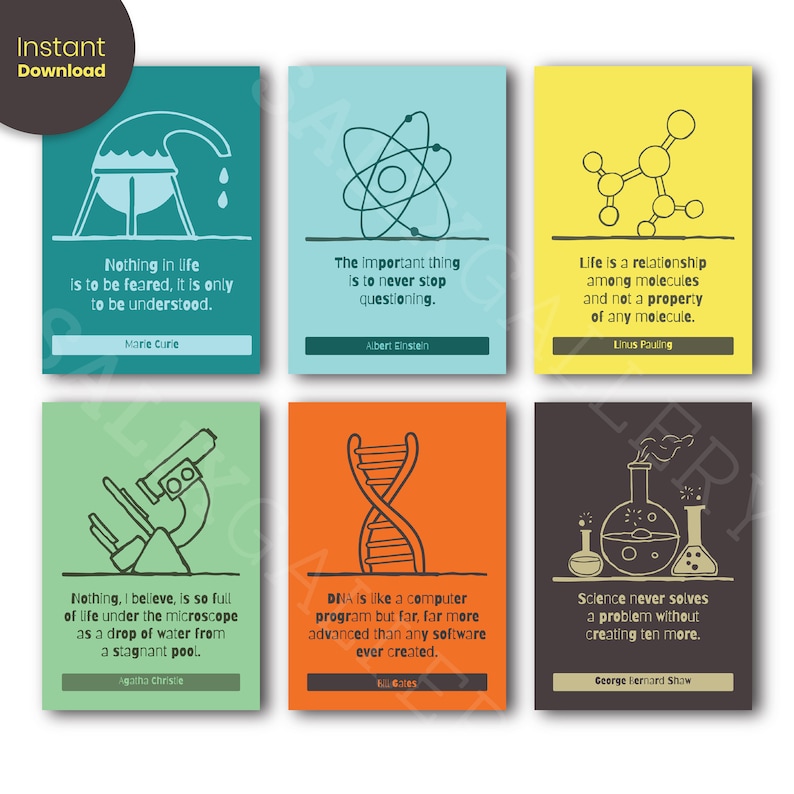 Science Classroom Decor Printable Poster set of 6 Science Quotes Print Homeschool Decor Educational Print image 6