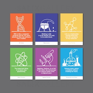 Poster con citazioni di scienza/set di 6/diversi colori disponibili/decorazione per l'aula di scienze/regalo per insegnanti di scienze
