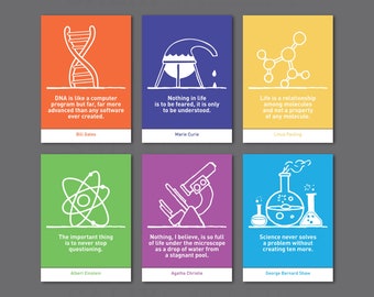 Science Quotes Posters: Colorful Classroom Decor, Set of 6