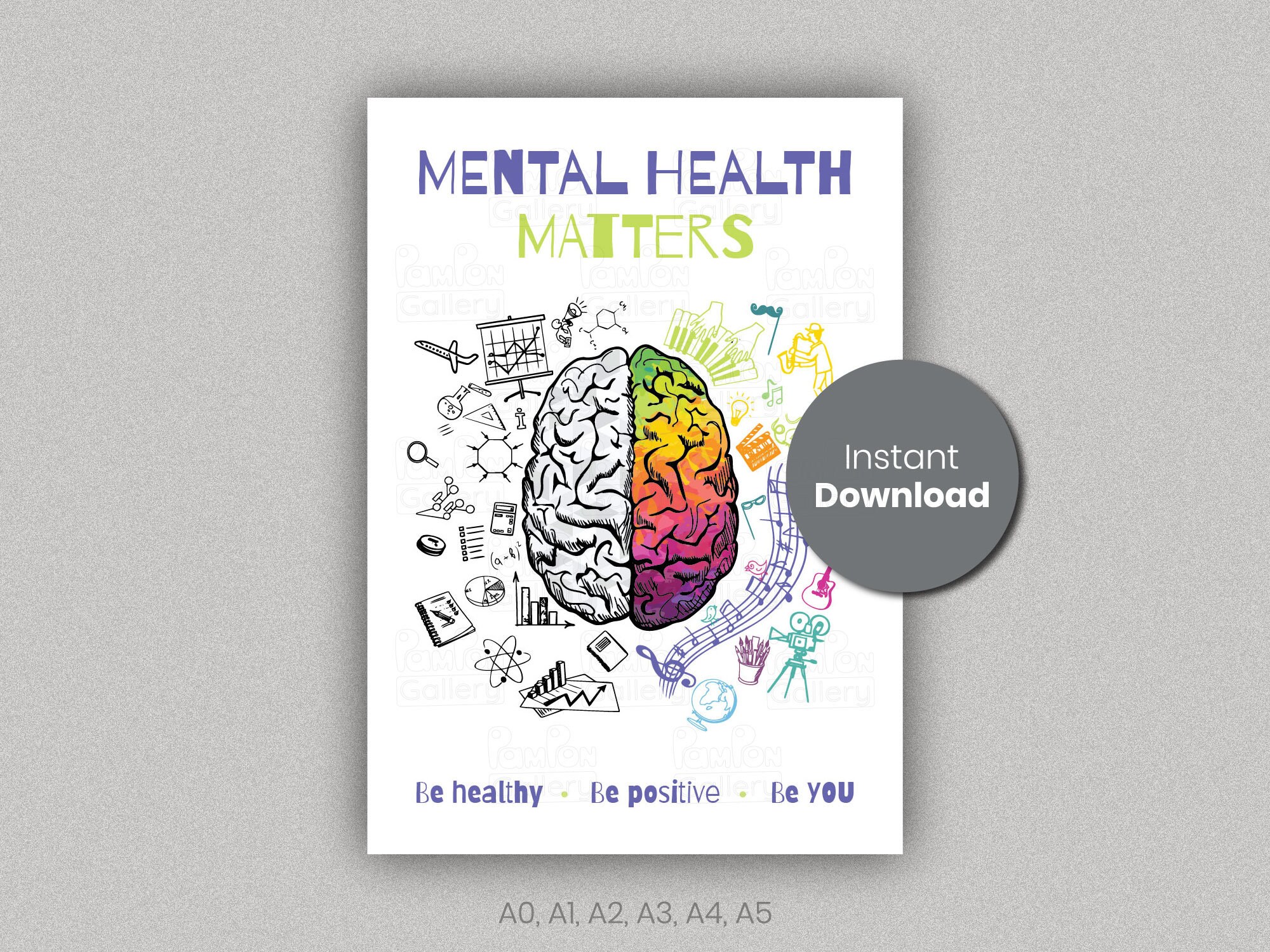 Mental Health Matters Poster | Brain Print | Therapist Wall Art ...
