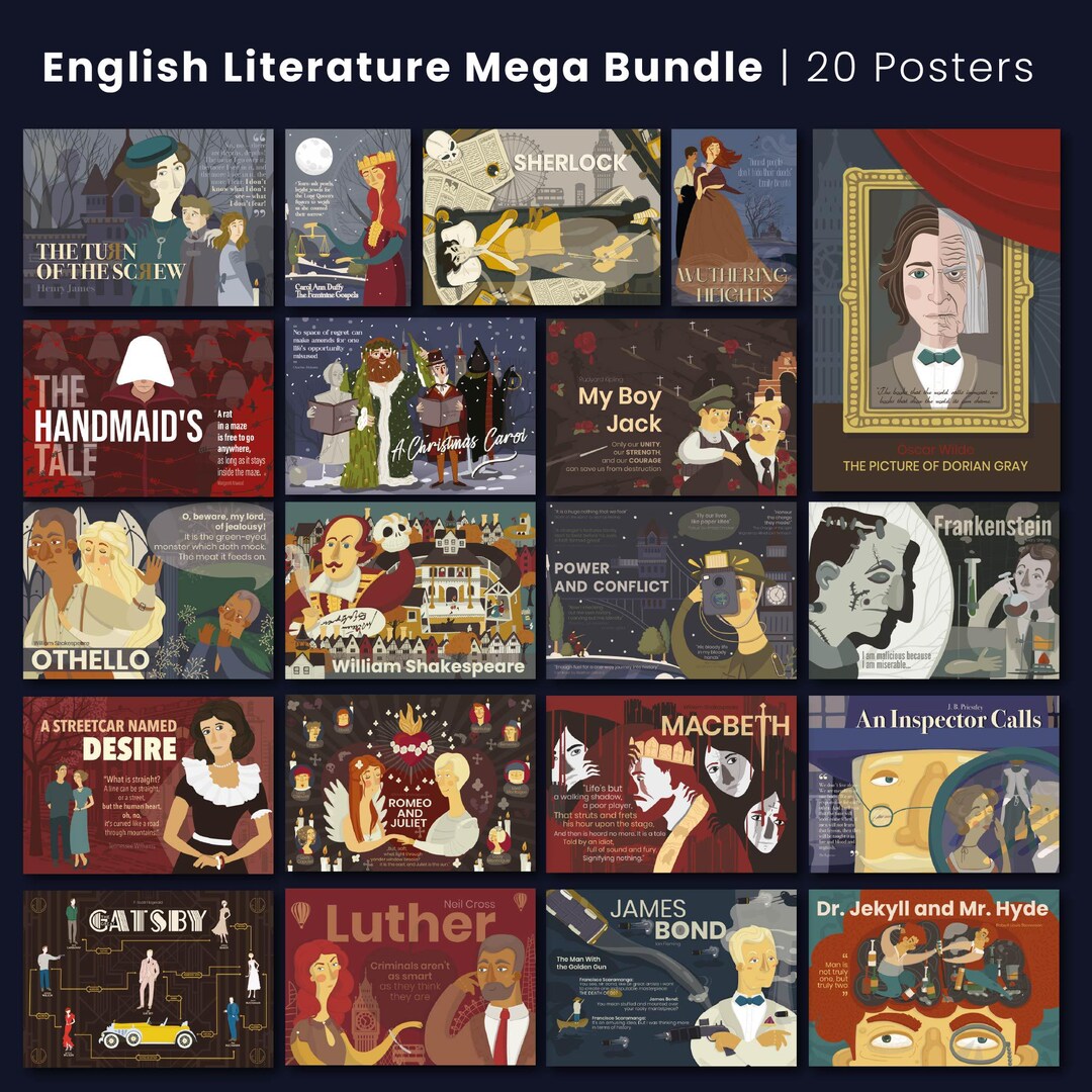 English Literature Poster Bundle | 20 Classic & GCSE Texts | A-level ...