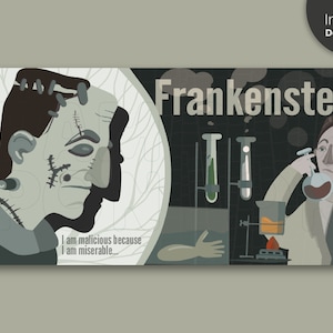 Frankenstein Print | Gothic Novel Poster | English Literature Classroom Decor