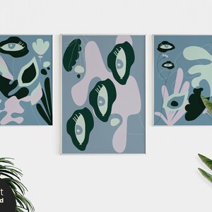 Printable Wall Art | Eclectic Wall Decor | Boho Abstract Set of 3 Prints | Triptych Printable Art