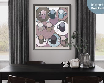 Oil Painting Print | 9 Different Color Schemes |  Kitchen & Dining Printable Painting | Instant download