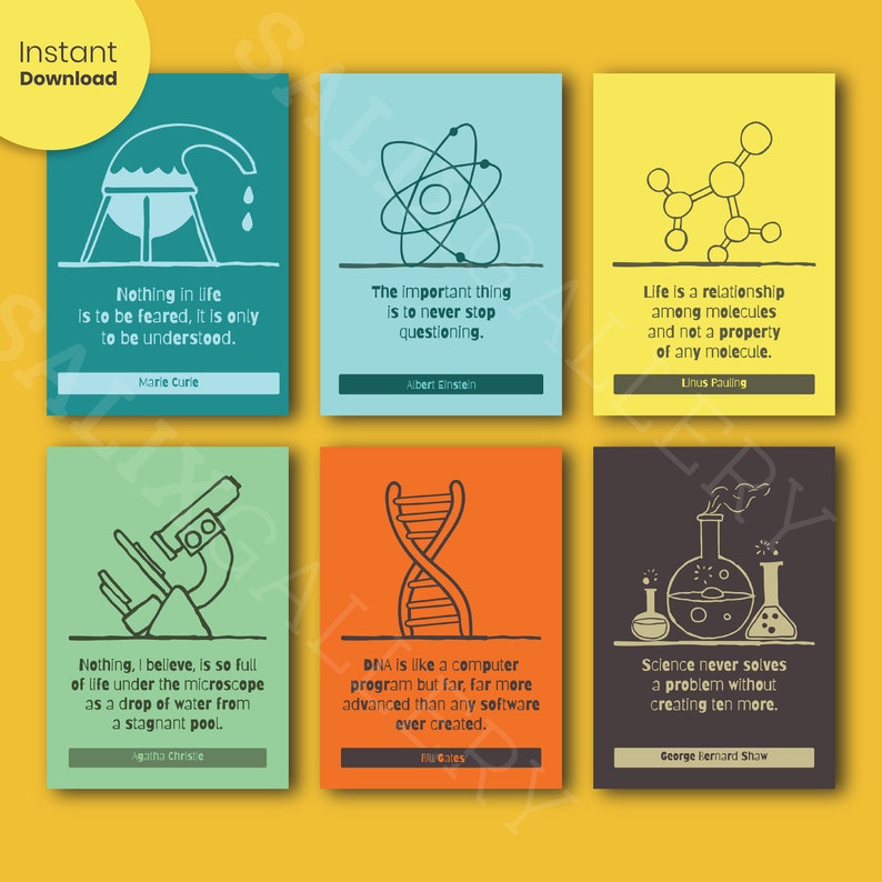 Science Classroom Decor Printable Poster set of 6 Science Quotes Print Homeschool Decor Educational Print image 7