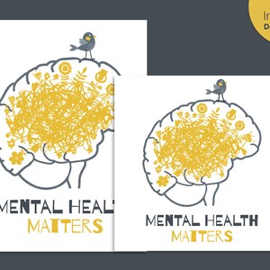 Psychische Gesundheit Matters druckbare Poster | Therapie Büro Dekor | Gehirn-Kunst