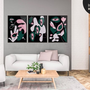 Printable Wall Art | Set of 3 Prints | Eclectic Wall Decor | Boho Abstract | Triptych Art