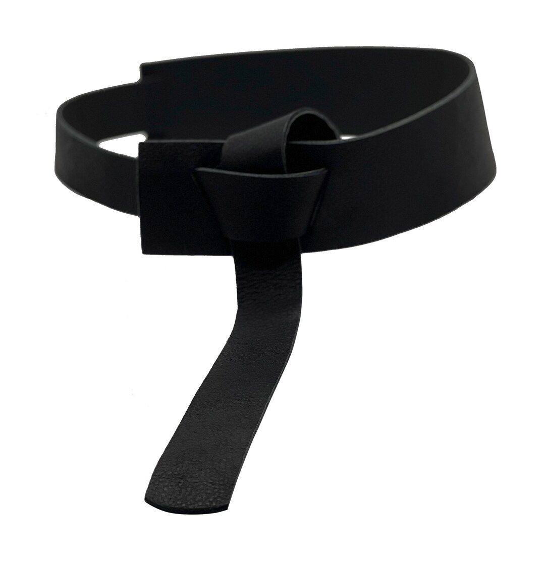 Faenza Black Genuine Leather Tie Belt Faux Belt Woman, Genuine Leather