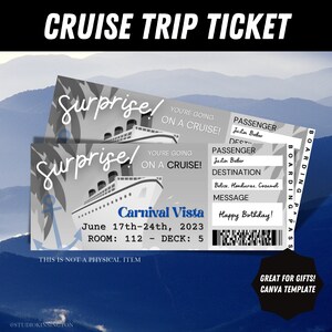 Printable/Editable Surprise Trip / Cruise Vacation Ticket for Gift Giving